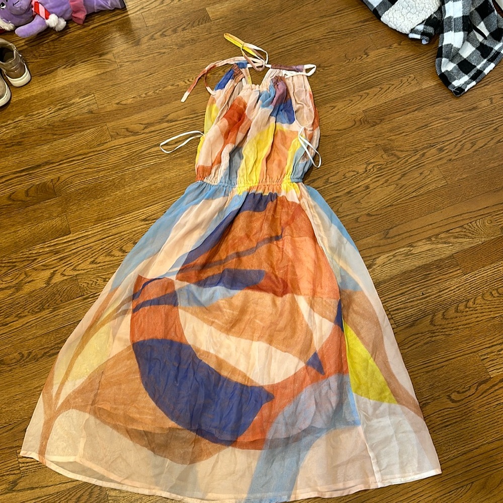 Multicolored, midi, length dress